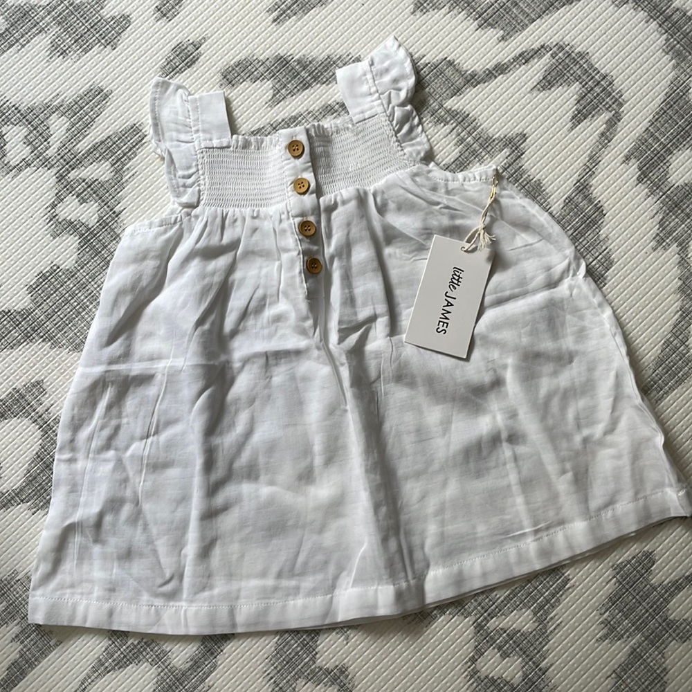 NWT Little James white dress, size 18-24 months
